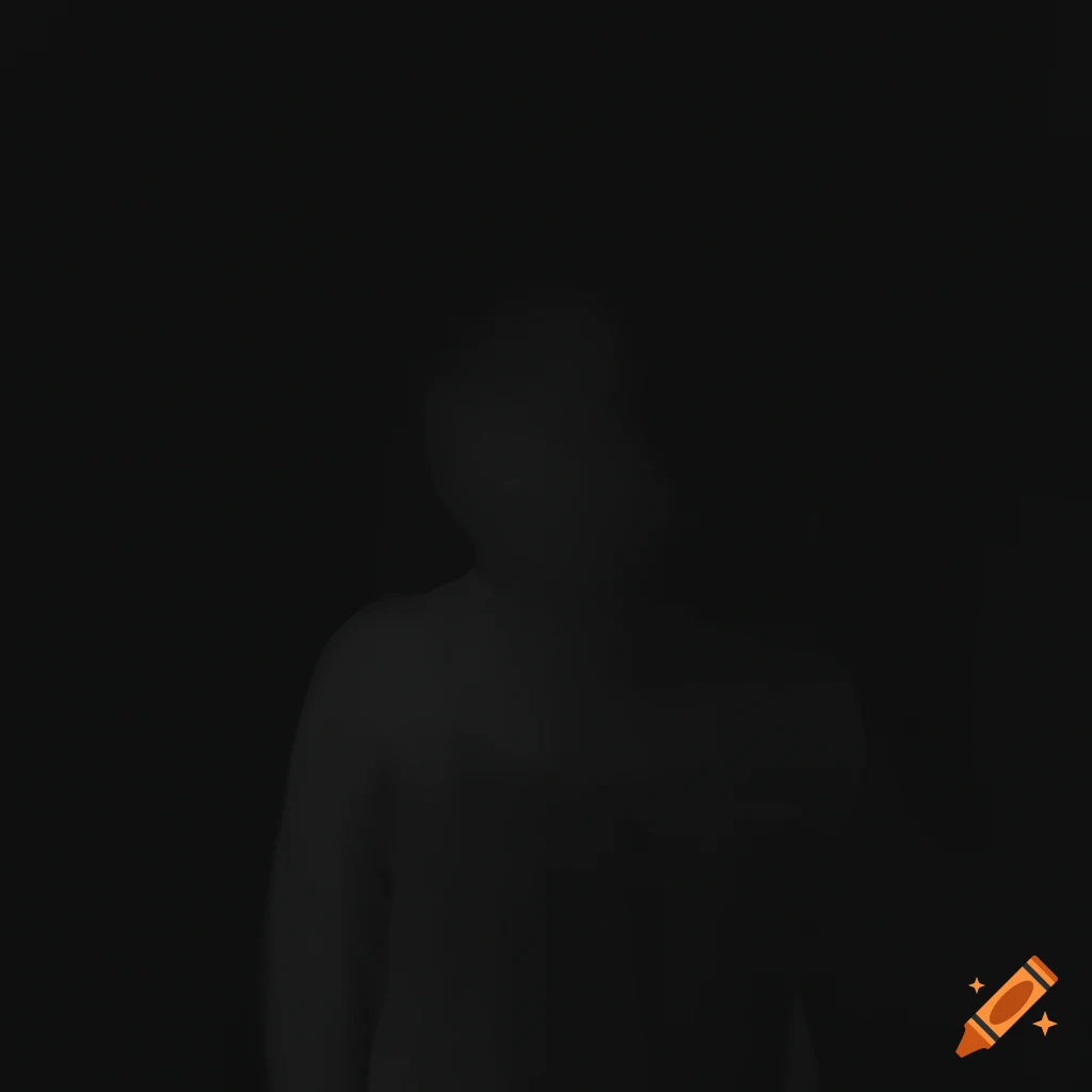 Abstract white grainy shadow man on a scuffed black background