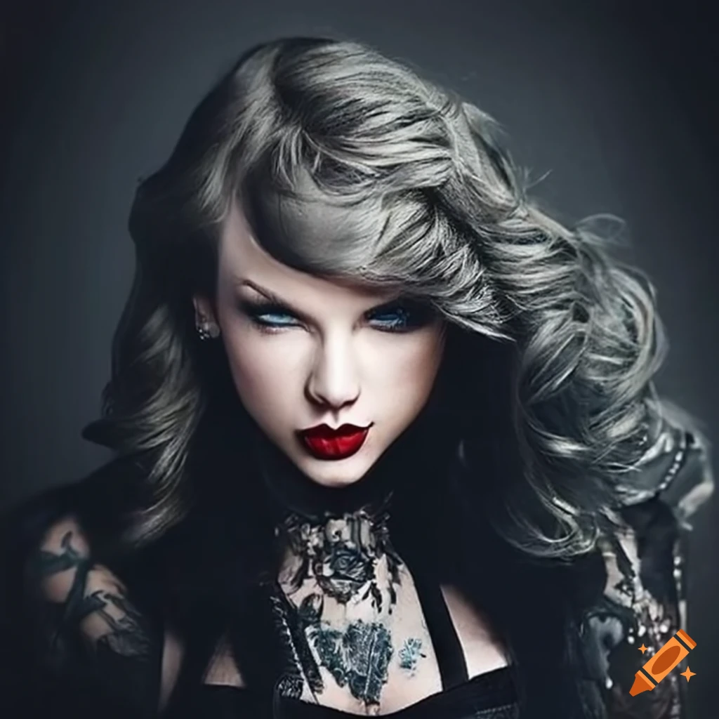 Gothic Taylor Swift With Black Hair And Tattoos On Craiyon