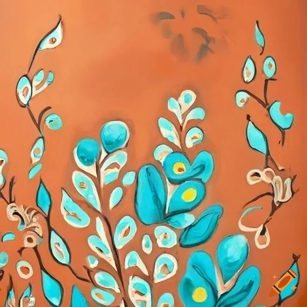 Ural decorative folk painting in warm rich colors on Craiyon