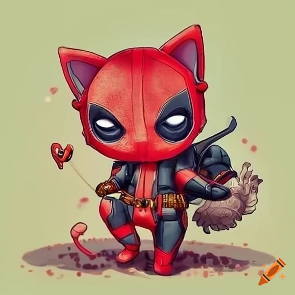 Adorable kitten dressed as deadpool on Craiyon
