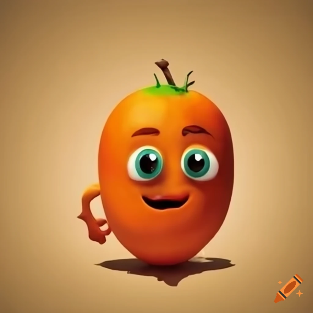 Friendly cartoon orange fruit with a face