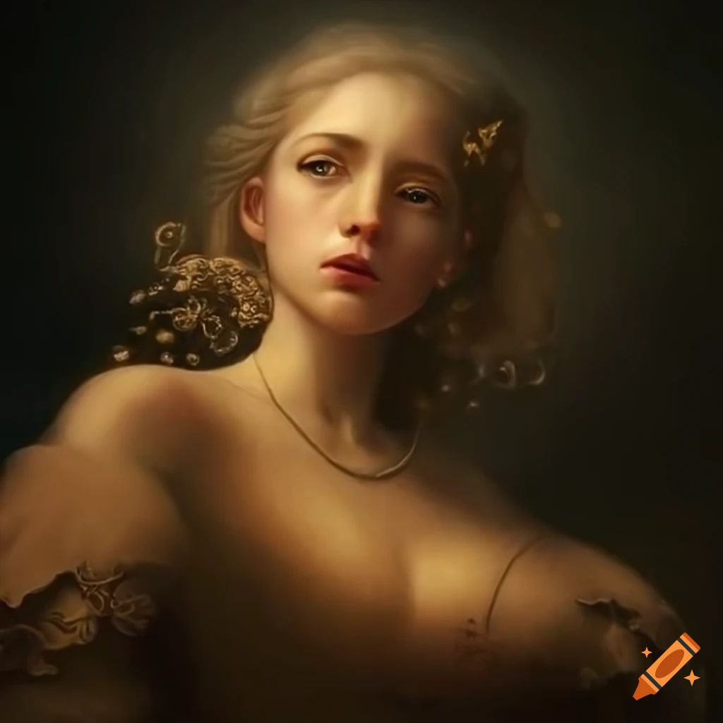 Dreamlike painting with fantasy and classical elements