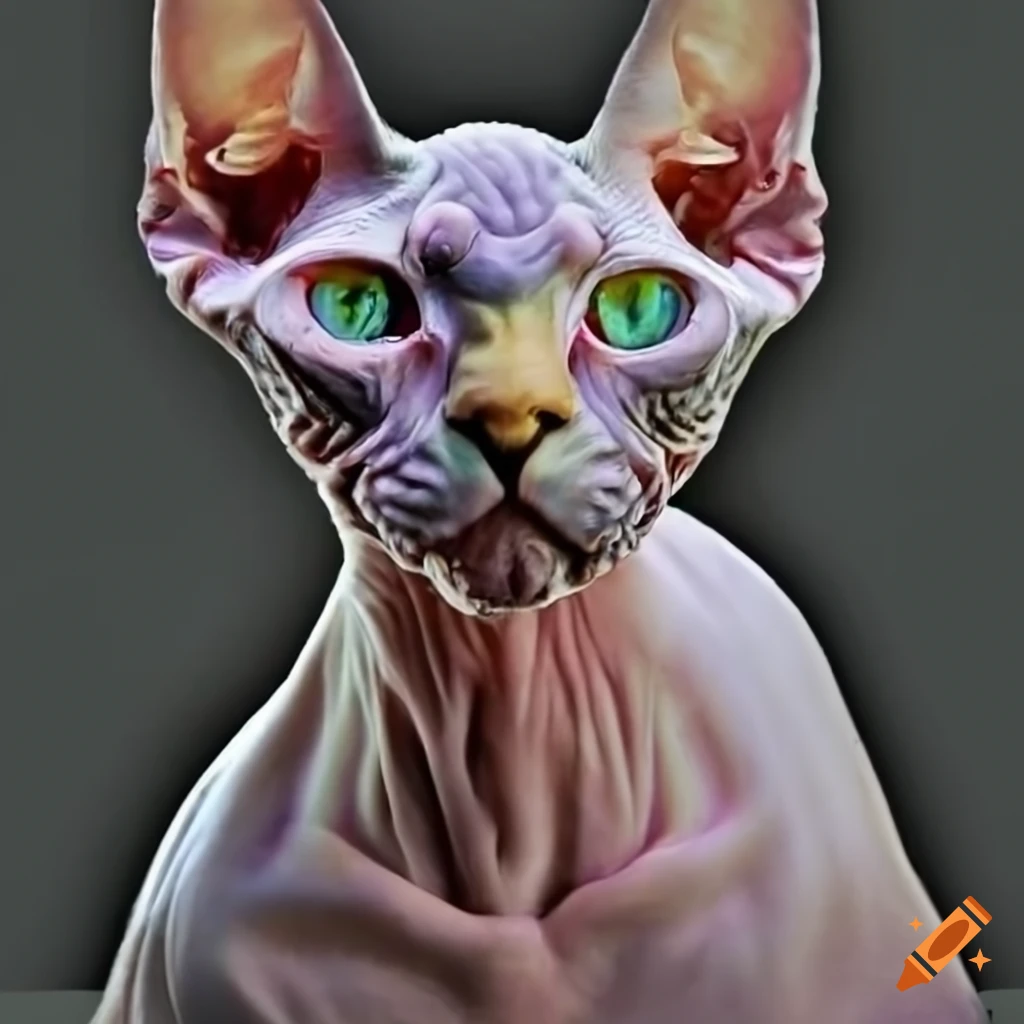 Sphynx cat closeup in hyper realistic detail on Craiyon