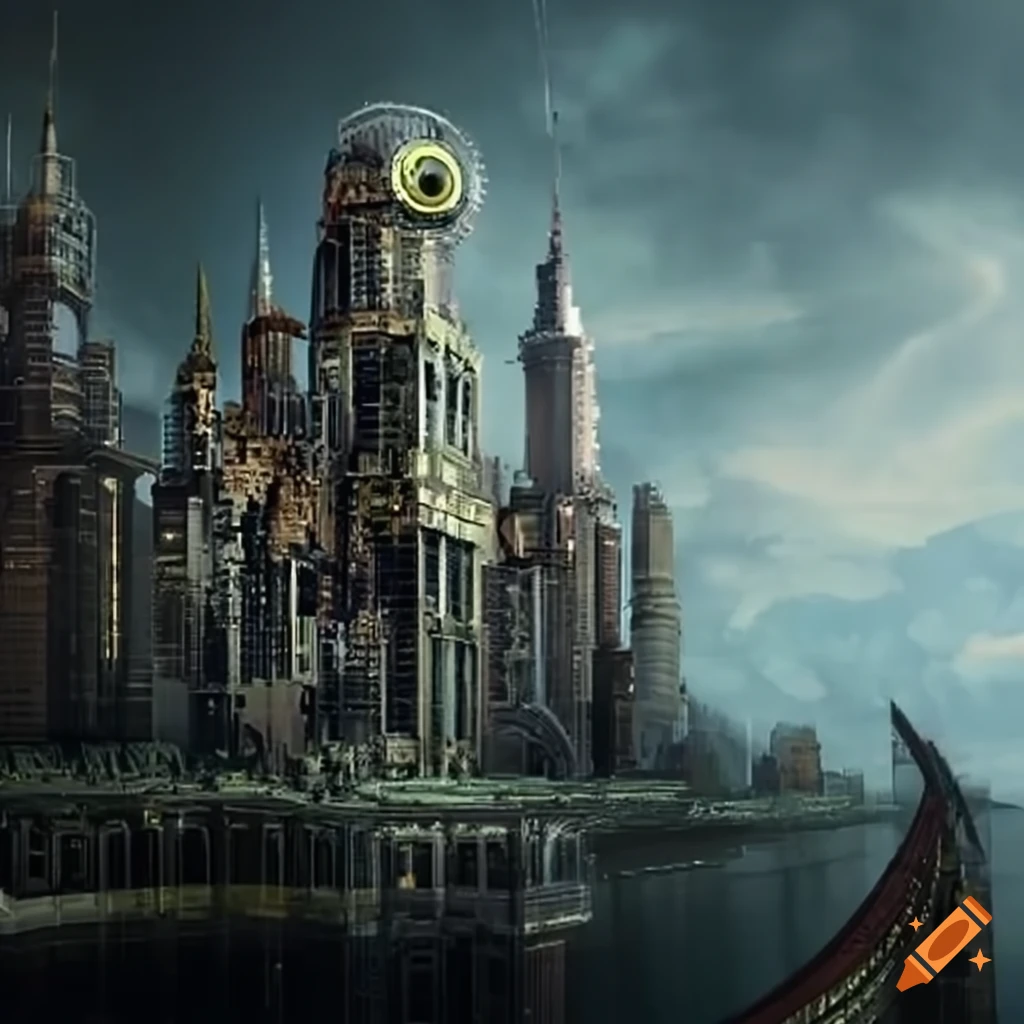 Steampunk cityscape with extreme realism and detail on Craiyon