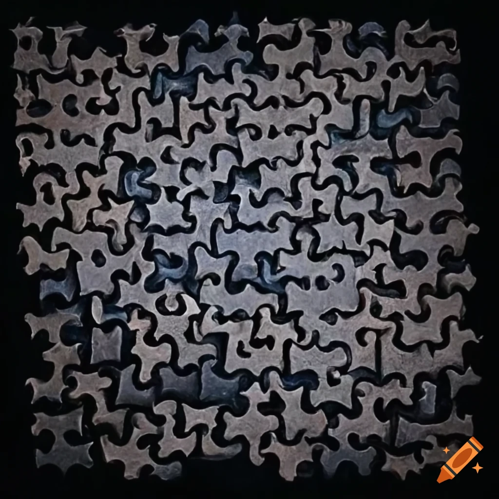 Unusually shaped puzzle pieces forming a bigger puzzle on Craiyon