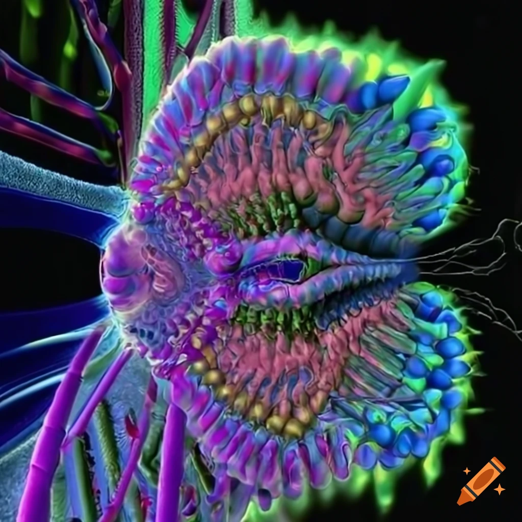 Hyper realistic front-facing closeup of a genetic-themed Bible illustration