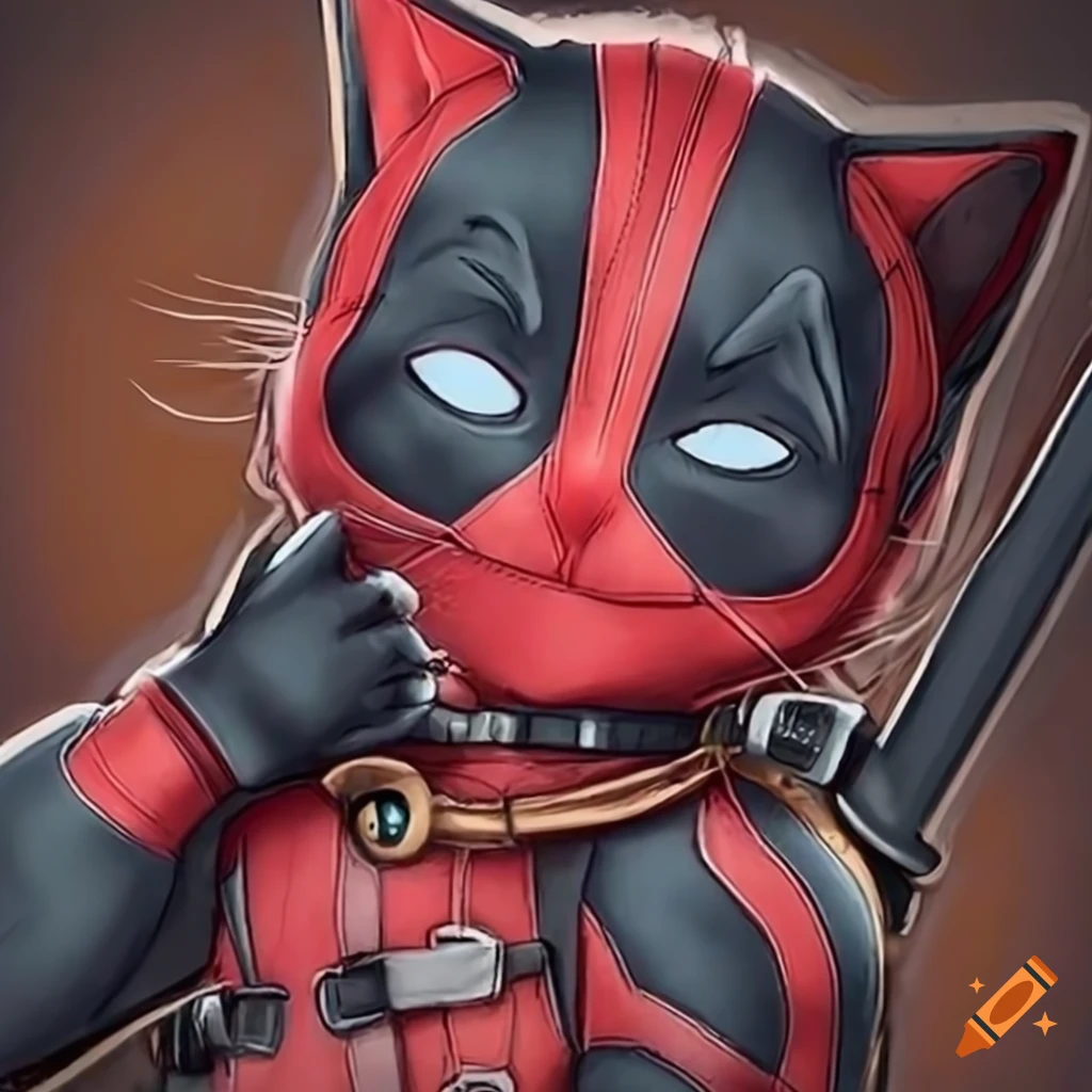 Adorable kitten dressed as deadpool on Craiyon