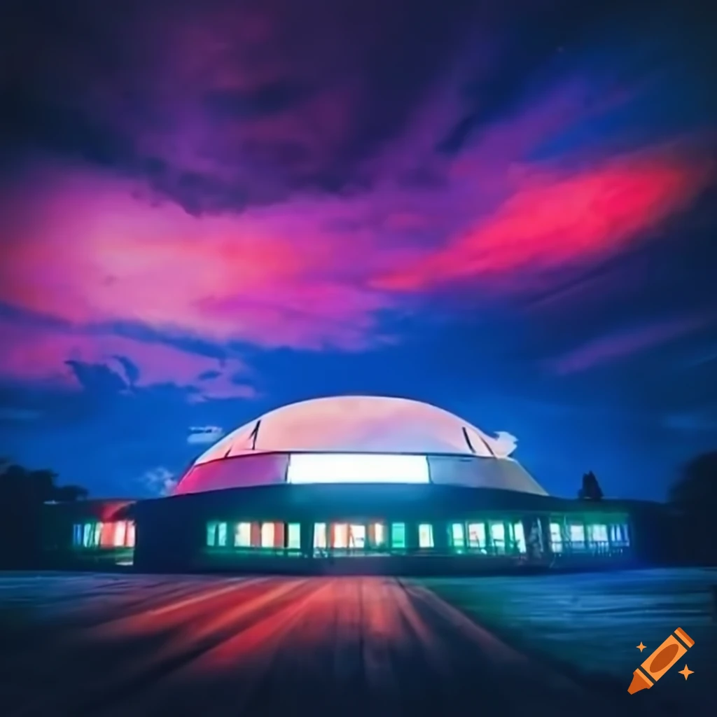 Esports air dome facility with olympic flags on school campus