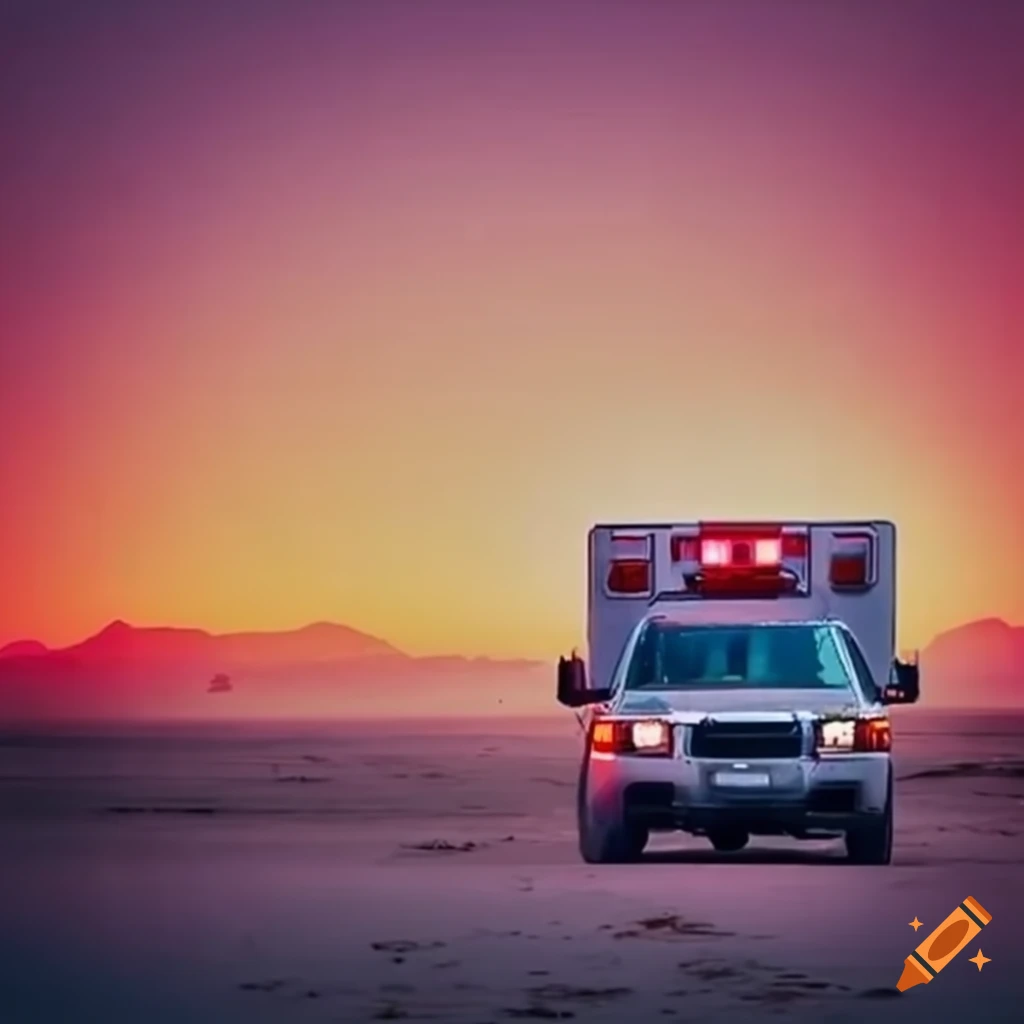 Ems ambulance in the texas desert on Craiyon