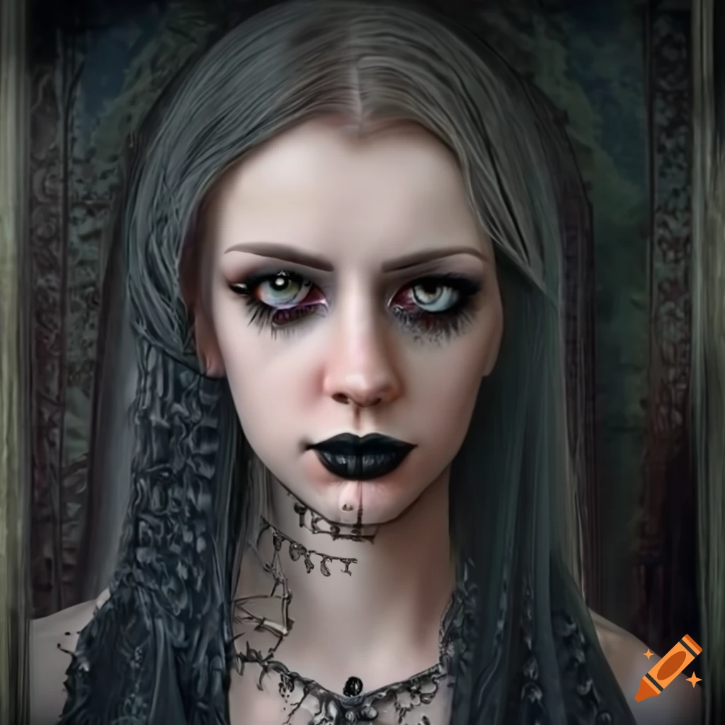 Gothic woman in stunningly realistic ancient and medieval art style on ...