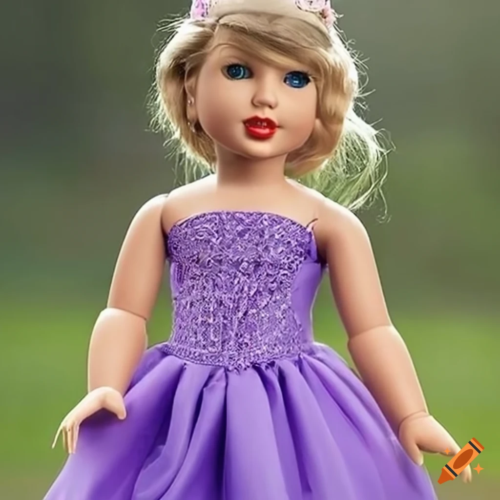 American Girl Doll In Purple Princess Dress Resembling Taylor Swift S Speak Now Era On Craiyon
