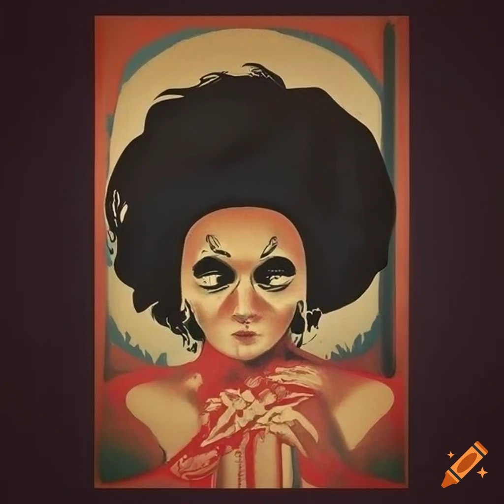 Vintage-style haunted screen print with men's hairdresser theme