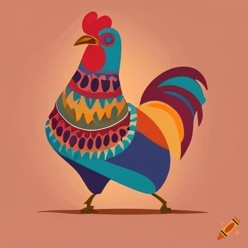 Minimalistic folk art chicken vector illustration on Craiyon