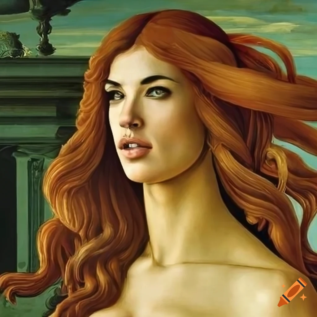 Elisabetta Canalis in the style of The Birth of Venus by Botticelli