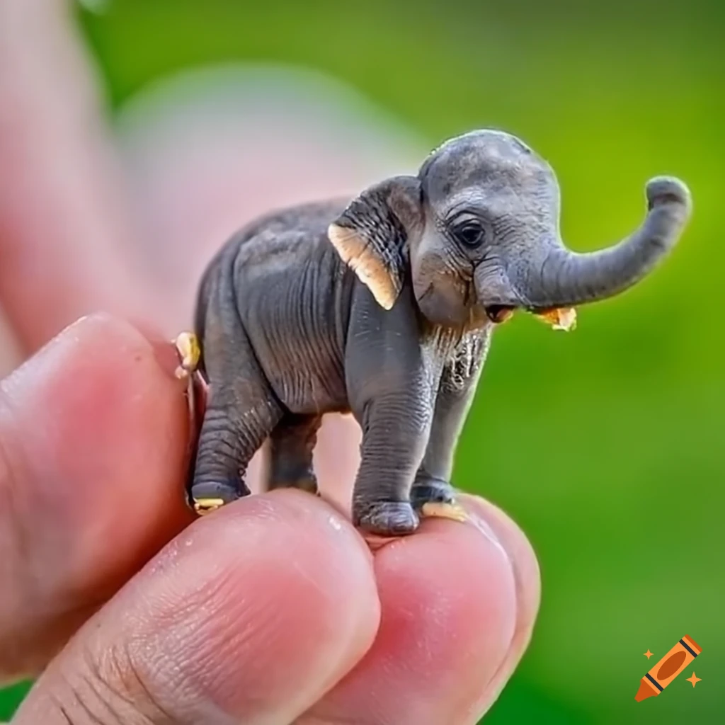 Macro photograph of a detailed and realistic miniature elephant on a
