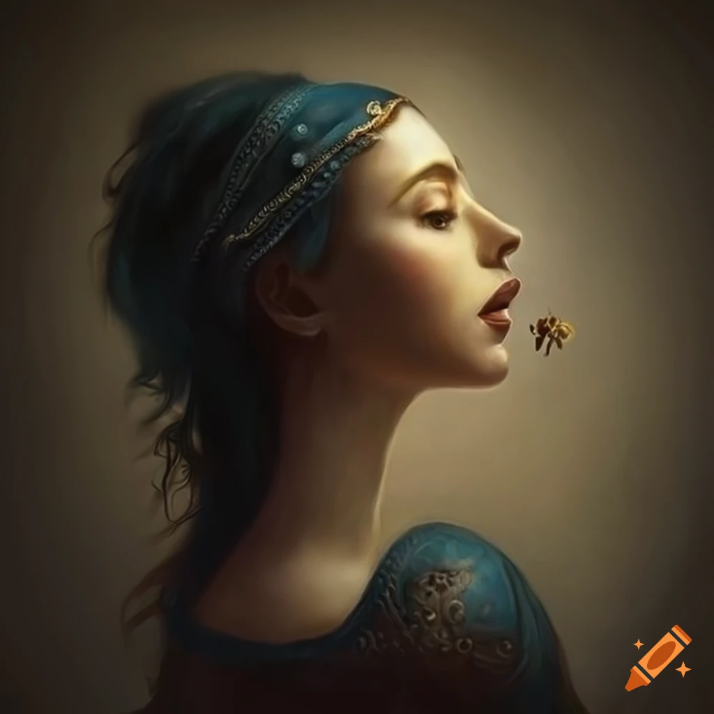 Dreamlike painting with fantasy and classical elements