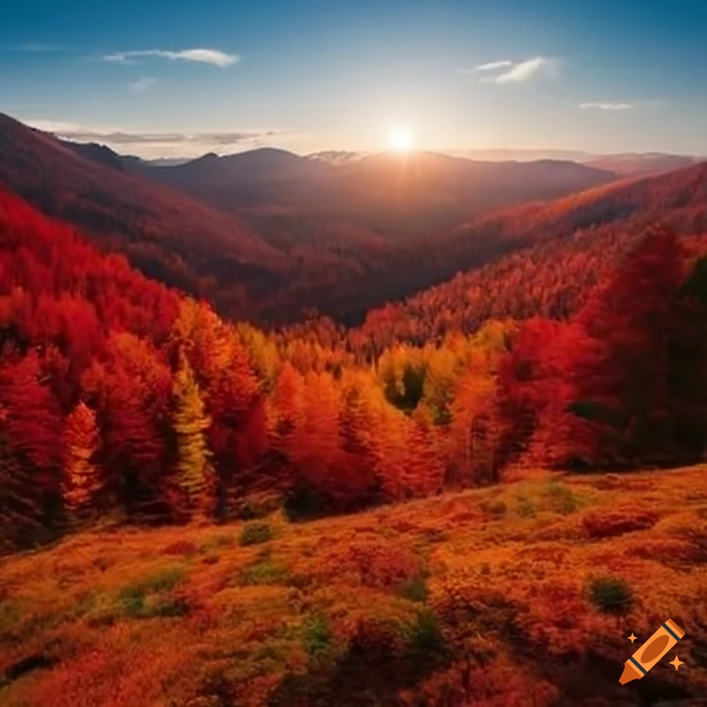 Red mountain in autumn on Craiyon