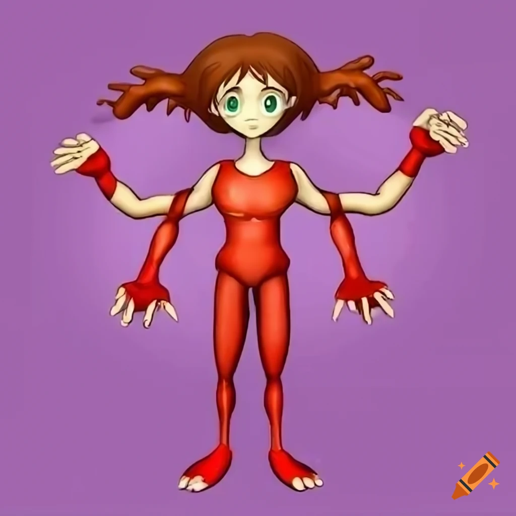 Cartoon character with four arms on Craiyon
