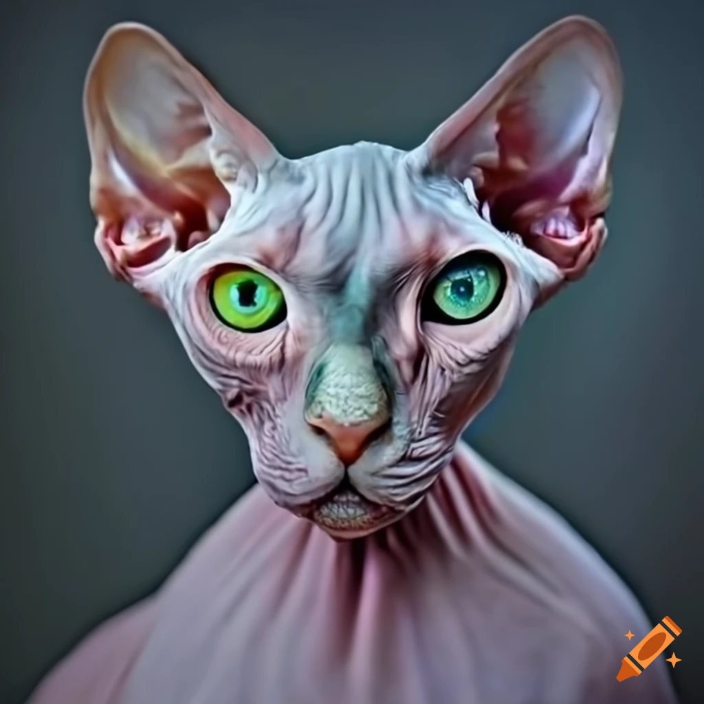 Sphynx cat closeup in hyper realistic detail on Craiyon