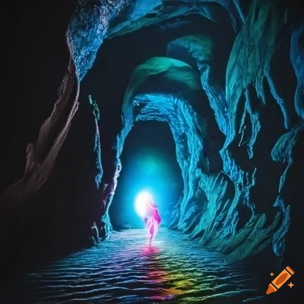 Dark cave full of colorful stars on Craiyon