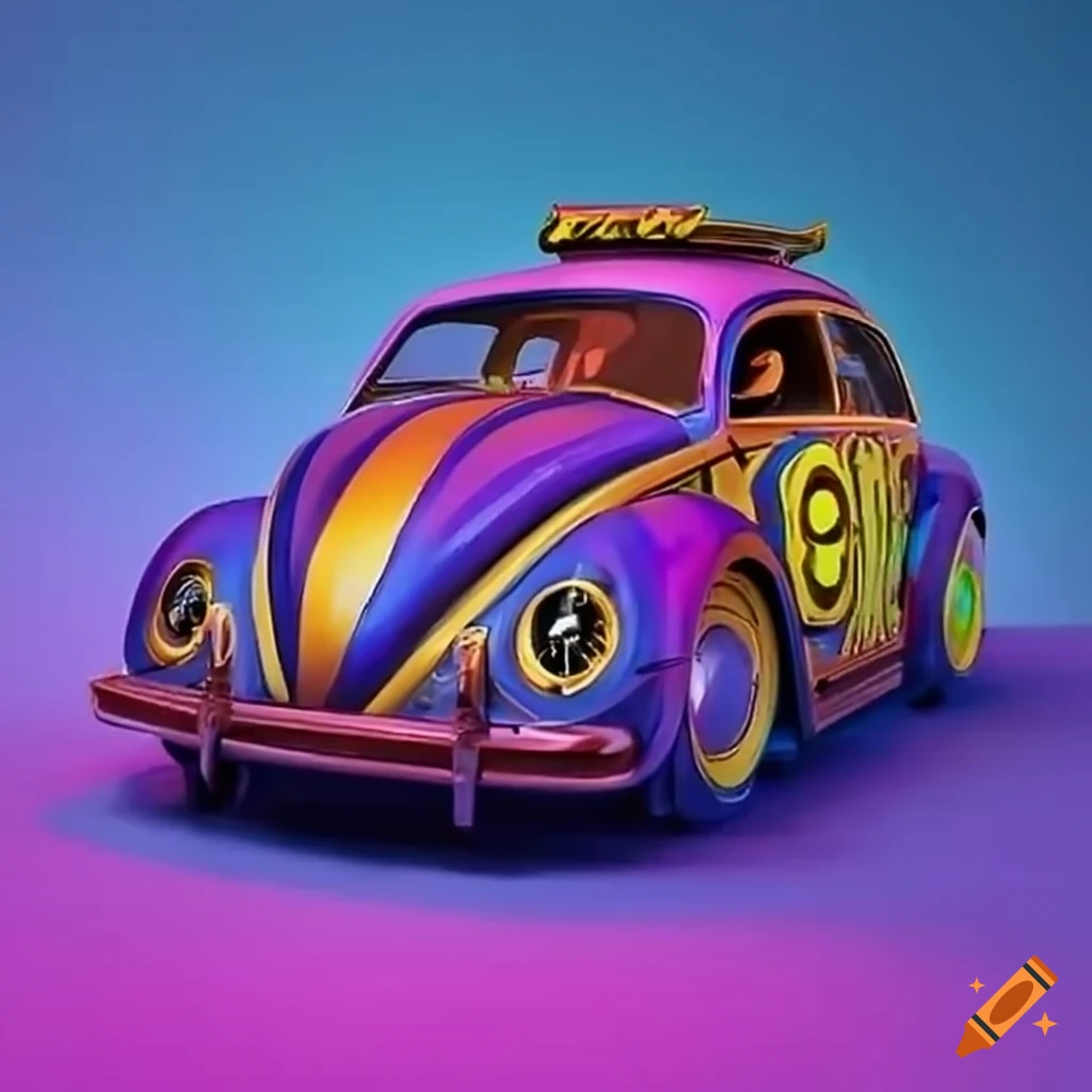 Volkswagen beetle with scooby doo mystery machine paint job on Craiyon