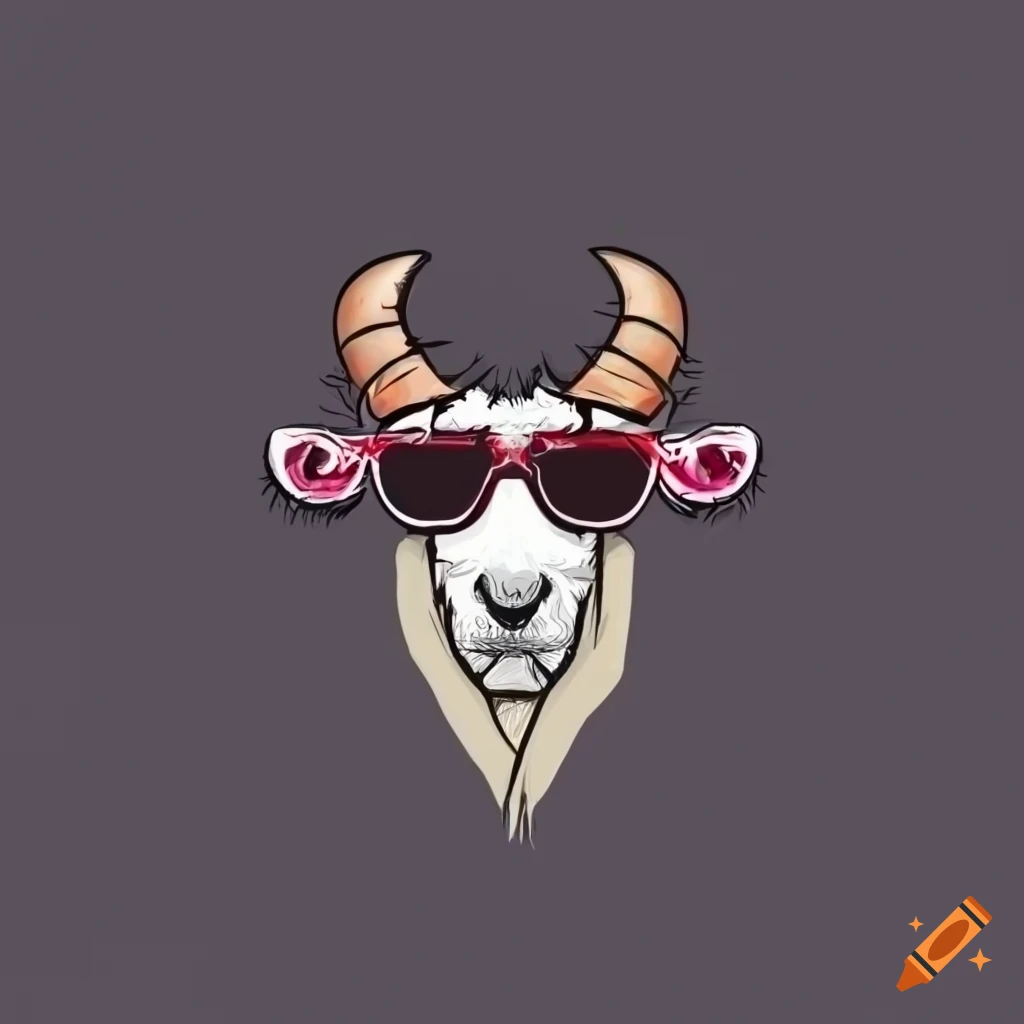 Goat wearing sunglasses and hoodie with horns breaking through on Craiyon