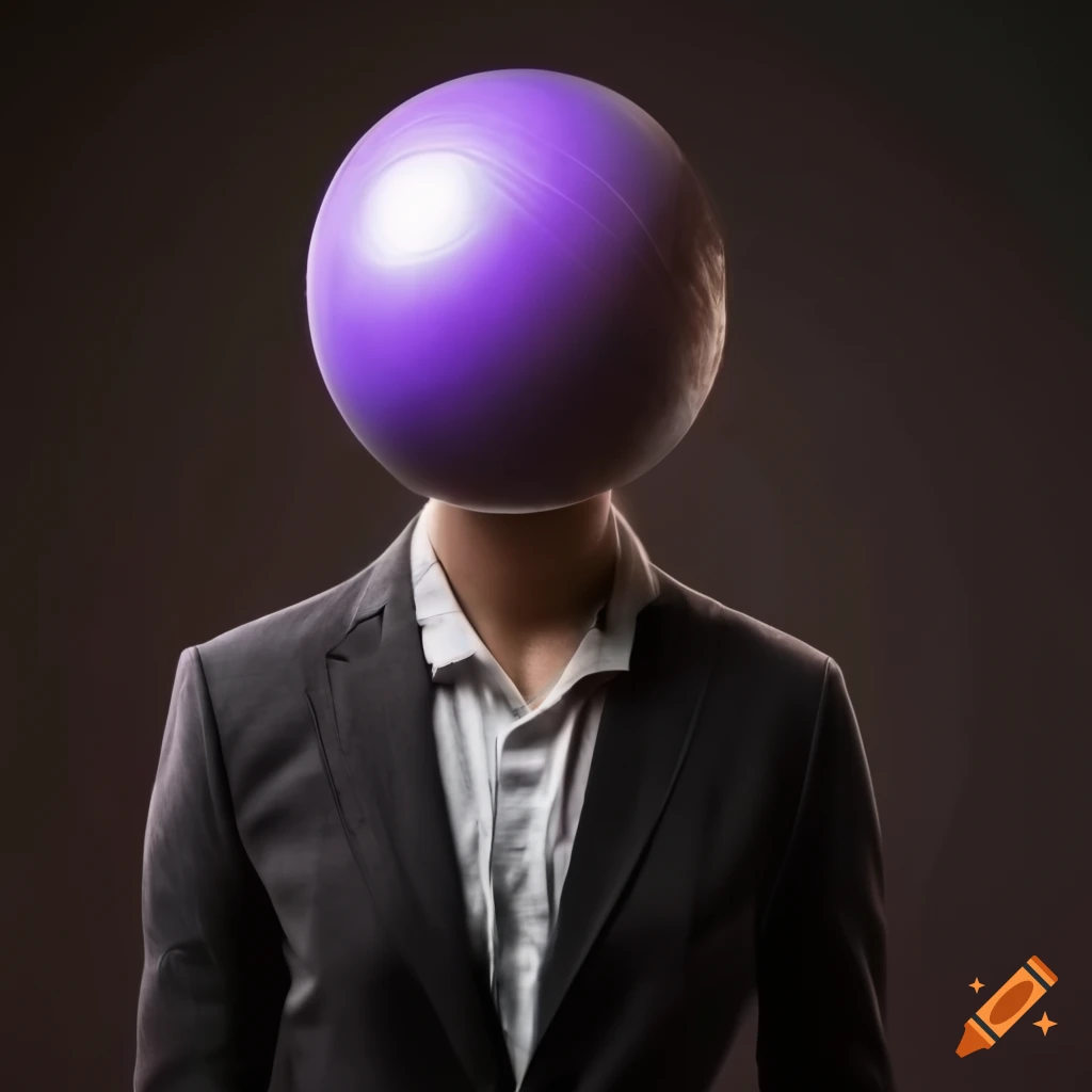 Office person with a gym ball head in soft lighting on Craiyon