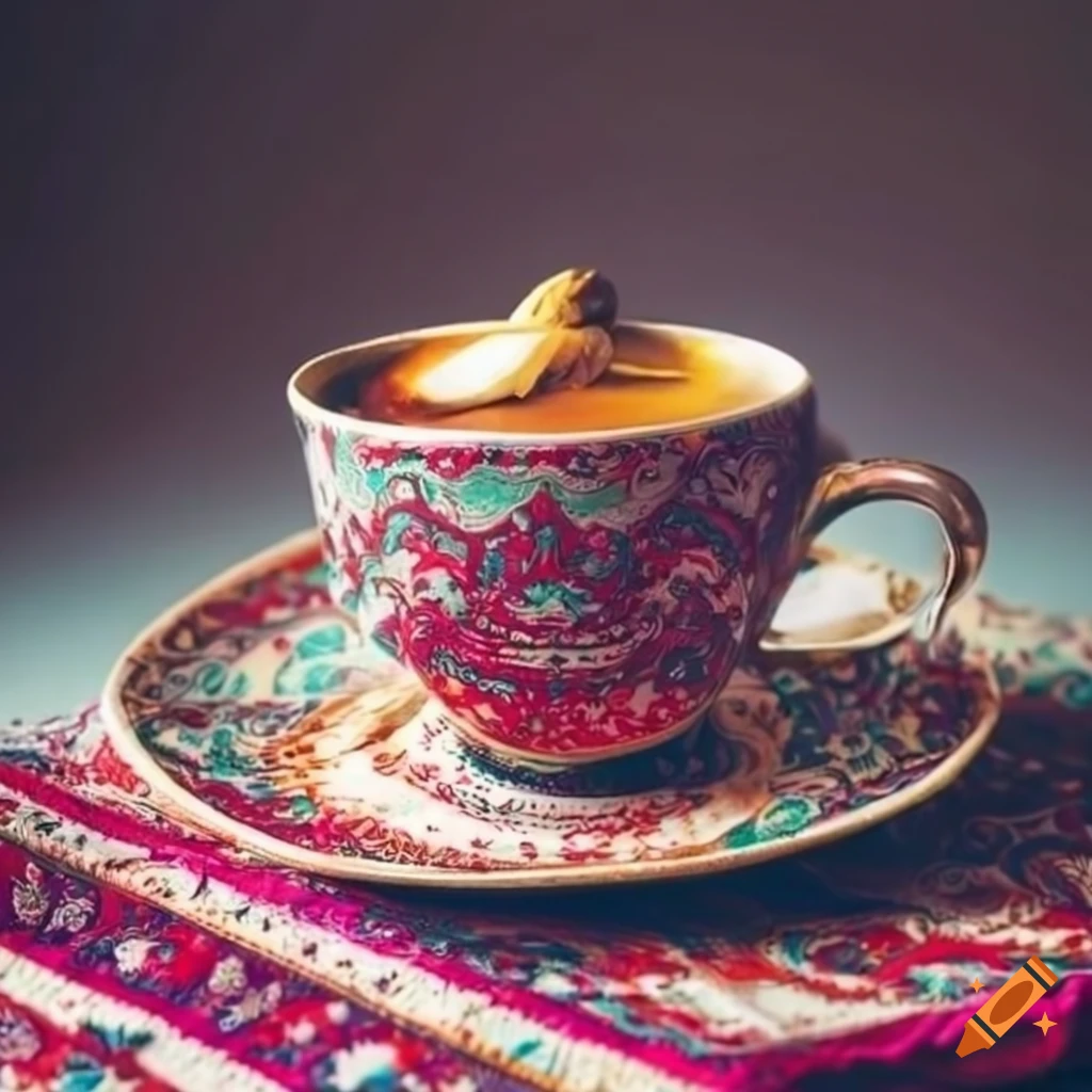Cup of tea on an Iranian napkin