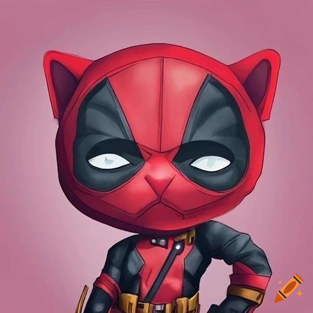 Illustration of deadpool kitten on Craiyon