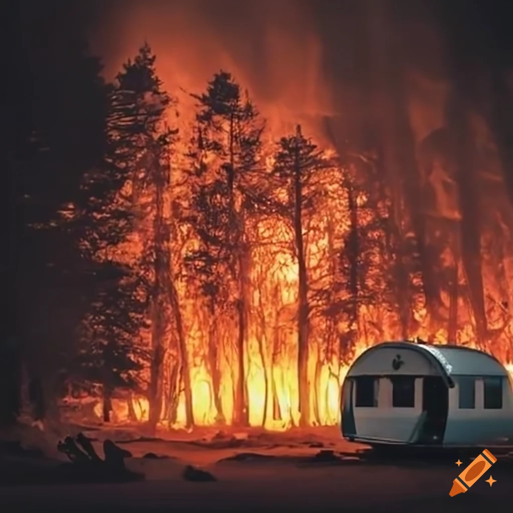 Burning caravan