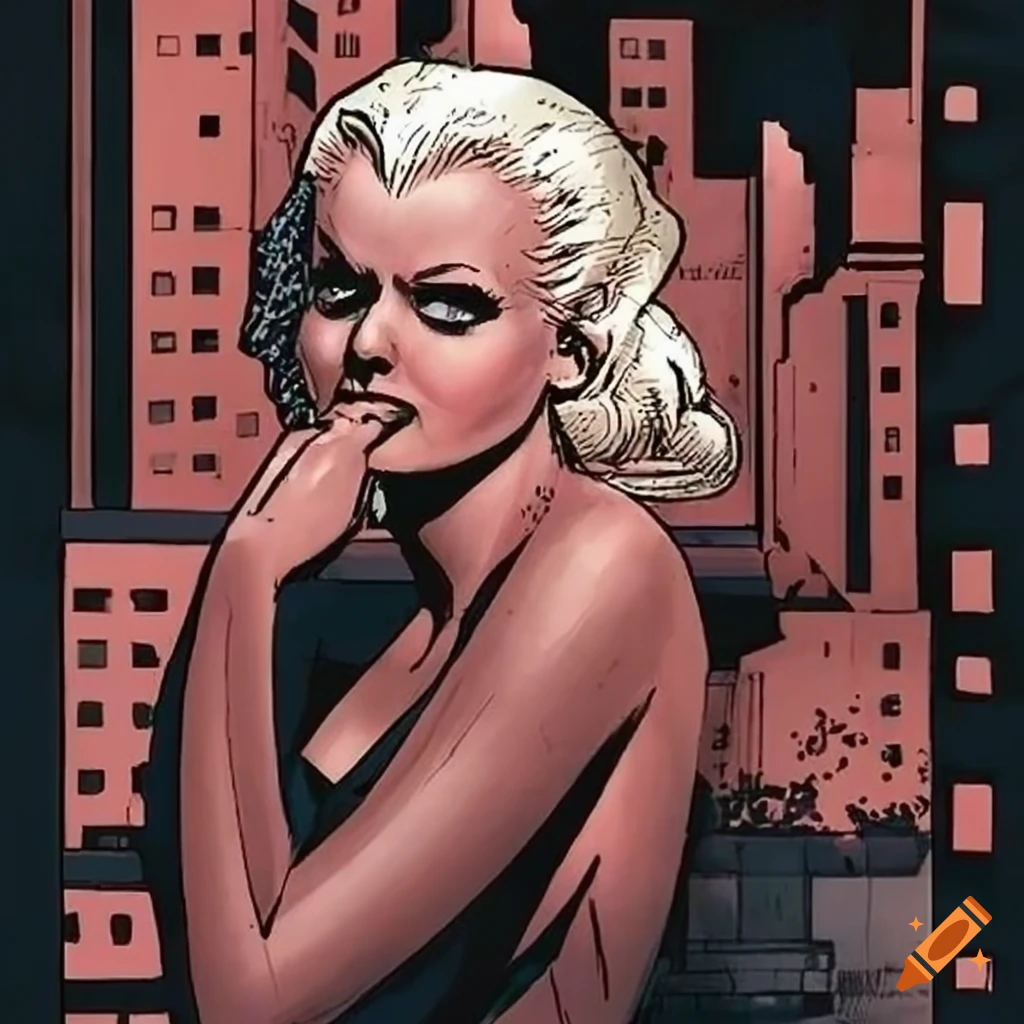 Femme Fatale Jean Harlow Against A City Skyline In A Frank Miller Comic On Craiyon 6758