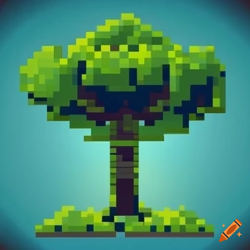 Pixelated tree art on Craiyon