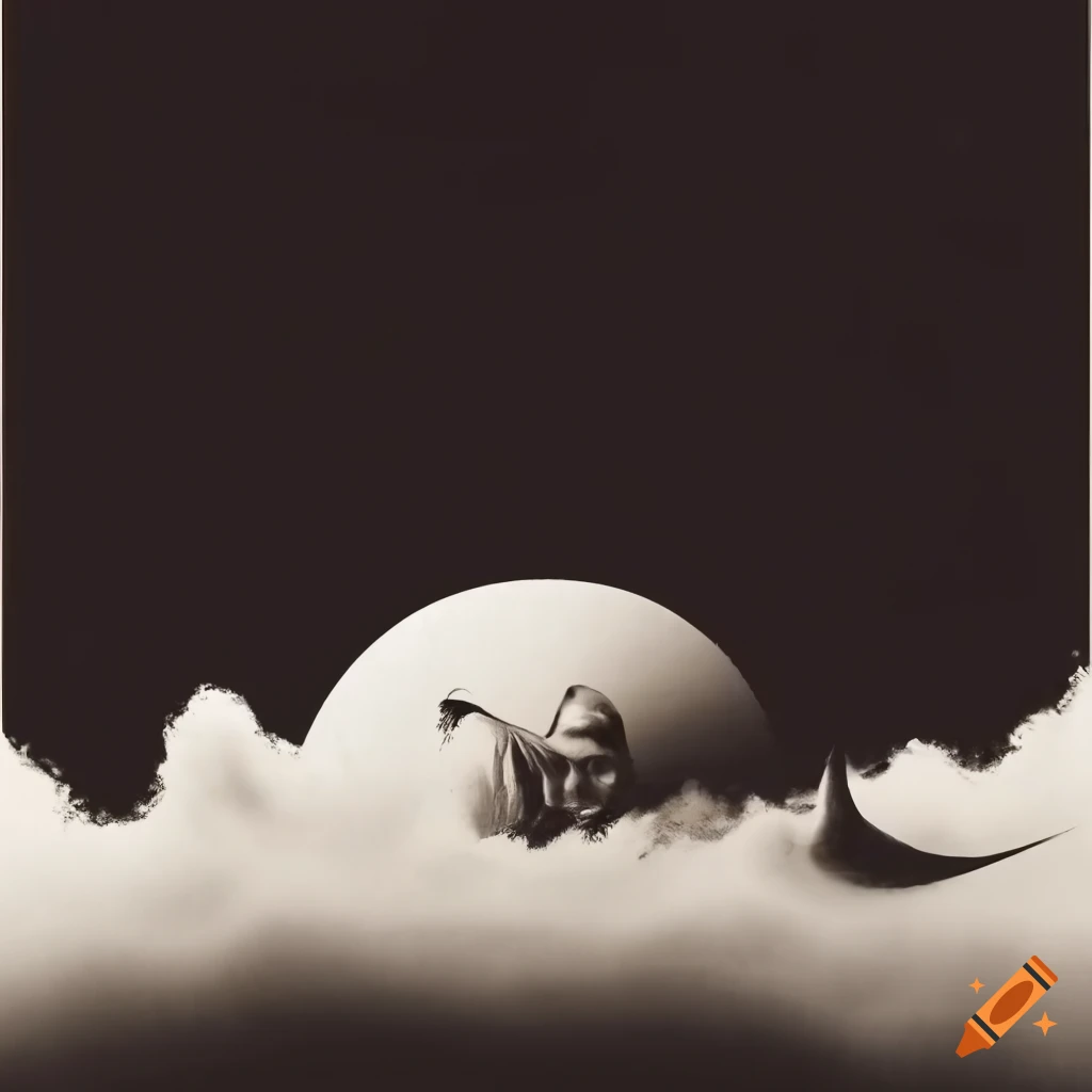 Surrealist retro 1950 graphic art featuring rooms, windows, and strange forms