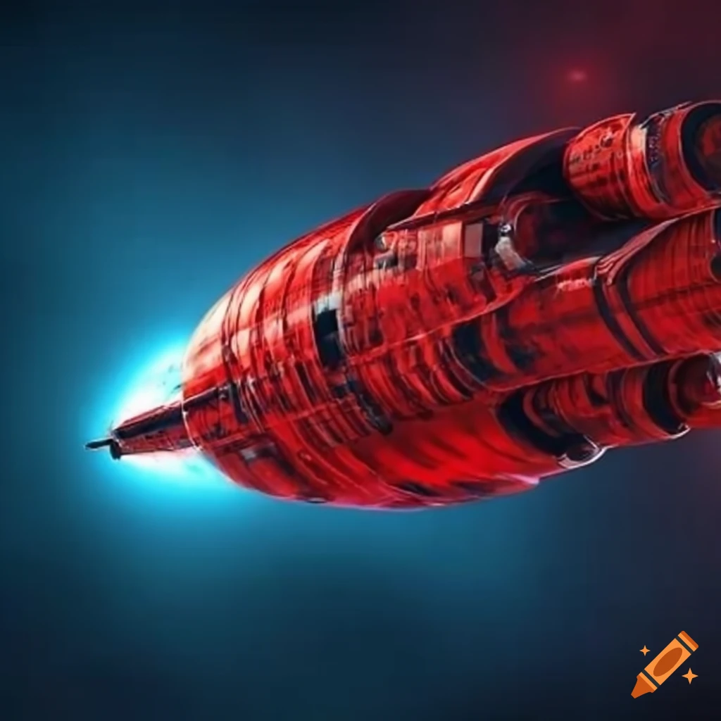 Vaisseau spatial rouge en tube on Craiyon