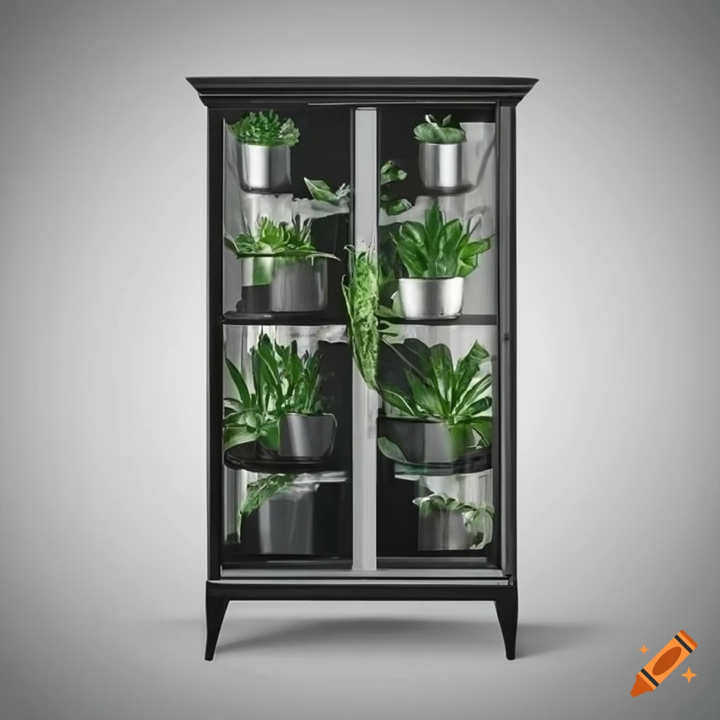 Glass planter with various plants on Craiyon