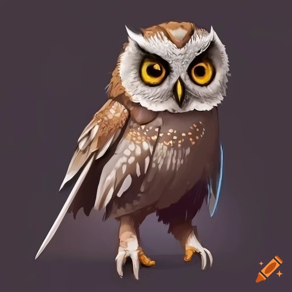 Detailed digital art of a full-scale owl character on Craiyon