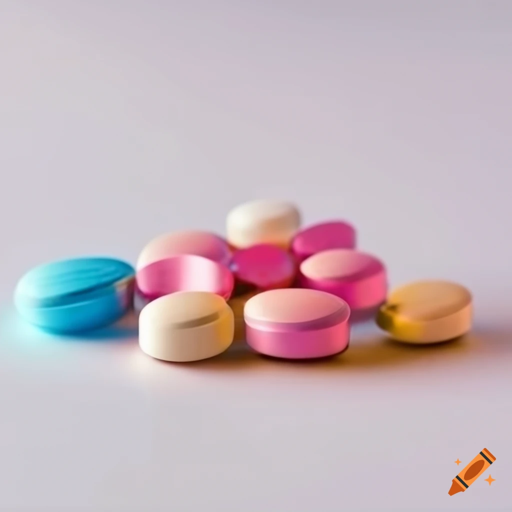 Medical tablets for cancer treatment on white background