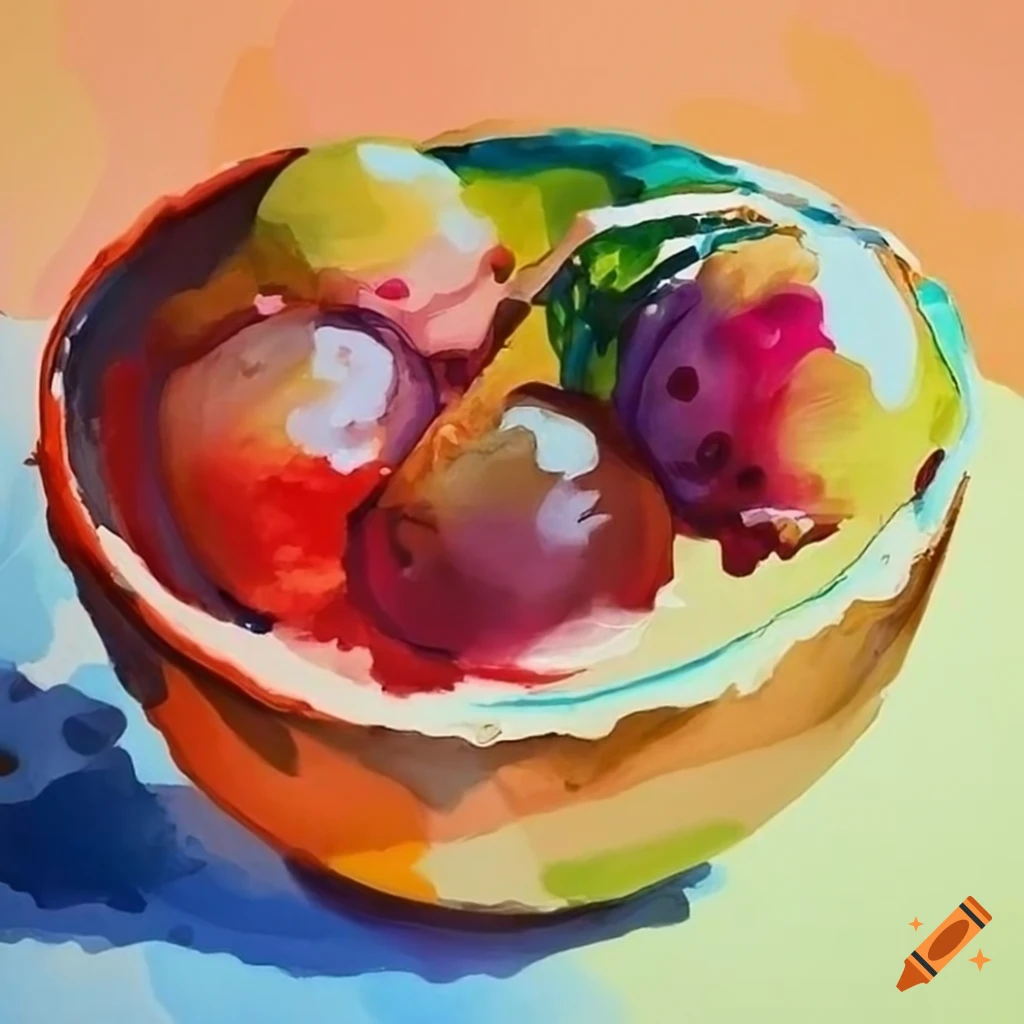 Still art of food in watercolor style on Craiyon