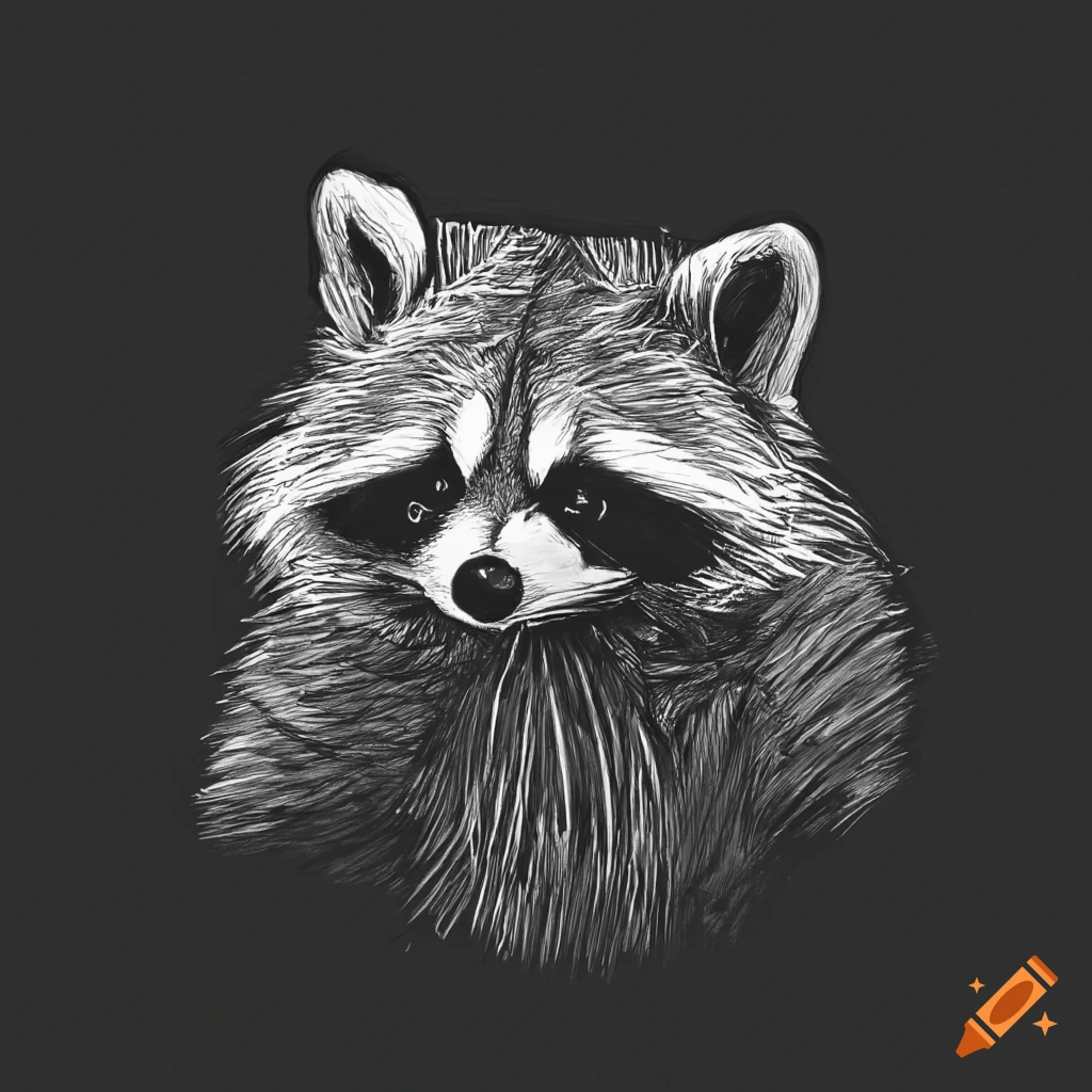 Raccoon in monochromatic comic style
