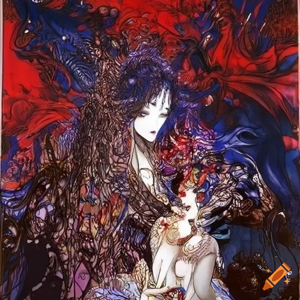 Artistic portrayal of woman constellations in the style of yoshitaka ...