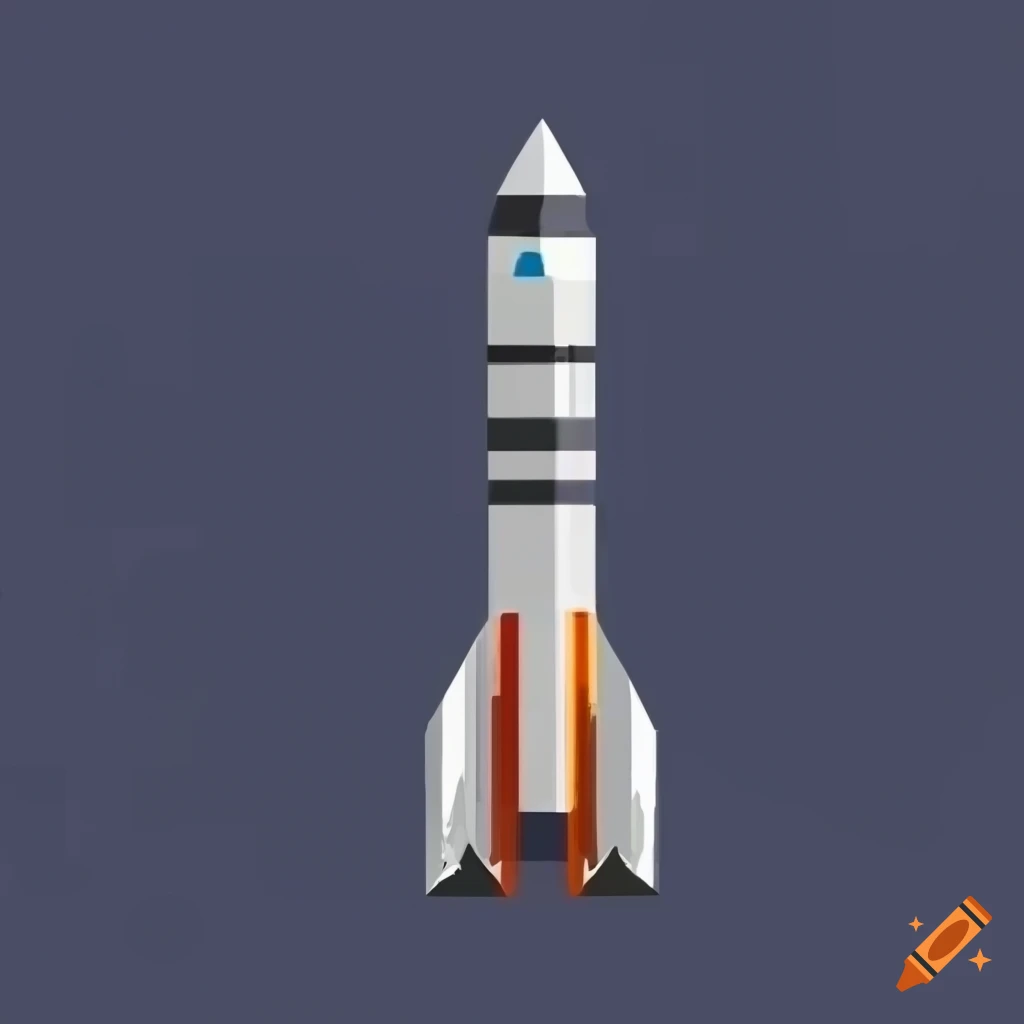 Elon Musk's rocket in a minimalistic 2D artistic representation