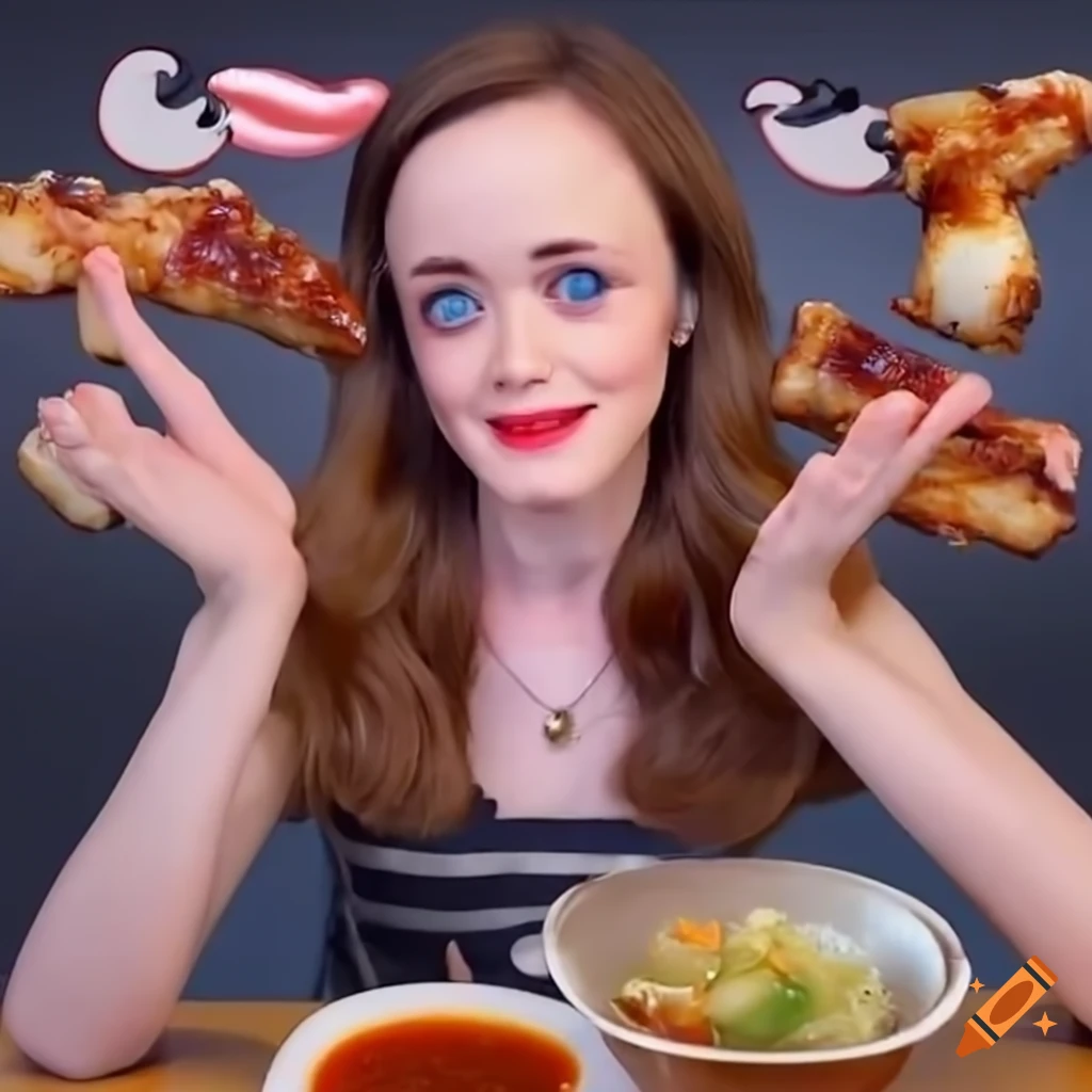 Asmr of chinese food with alexis bledel on Craiyon
