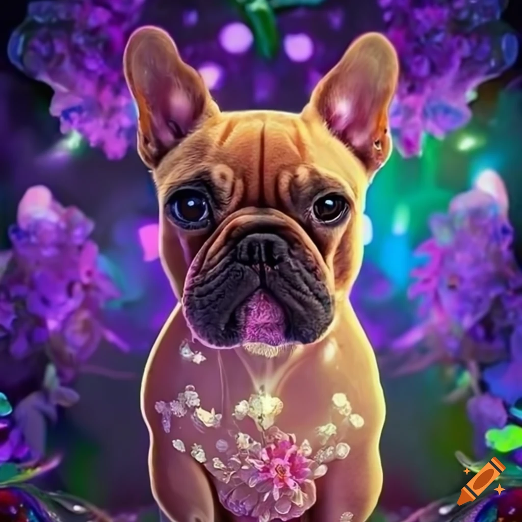 French Bulldog Puppy On Marble Table With Floral Arrangements On Craiyon french-bulldog-puppy-on-marble-table-with-floral-arrangements-on-craiyon