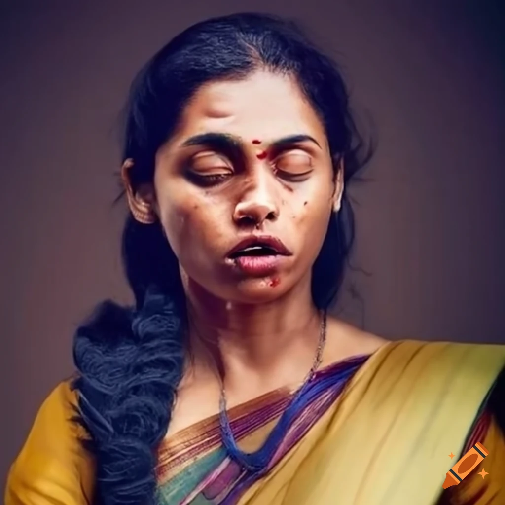 South Indian woman fighter with bruised expression