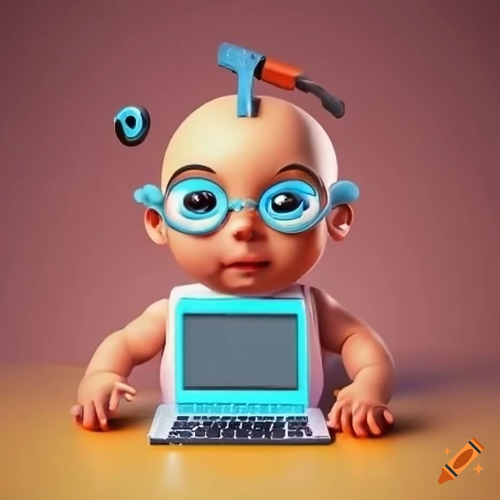 Baby destroying computer with a hammer on Craiyon