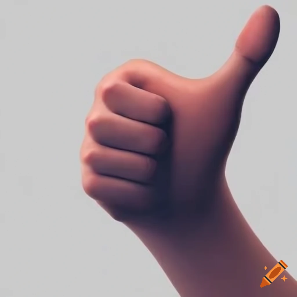 Thumbs up gesture with a human hand on white background