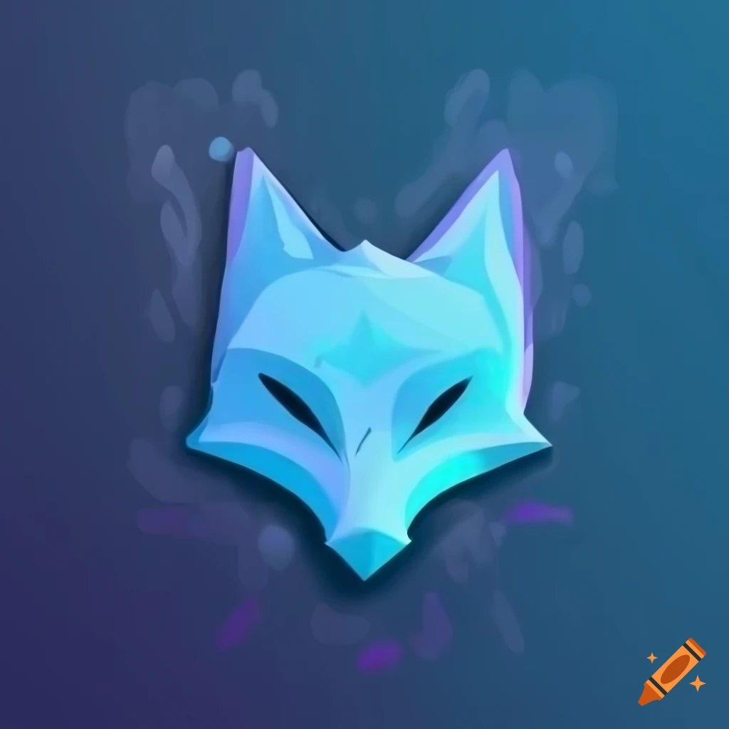 Minimalist blue fox gaming logo on Craiyon
