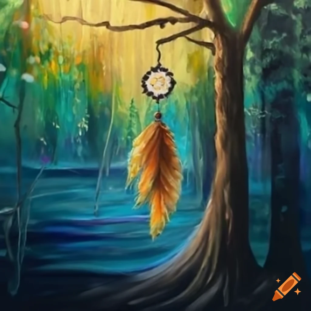 Dreamcatcher with forest and lake on Craiyon