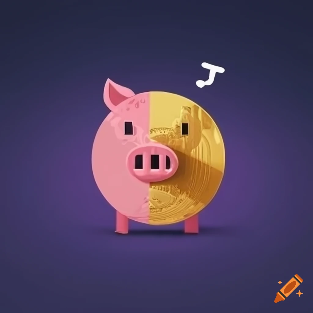 Minimalistic crypto coin style with flying pig concept