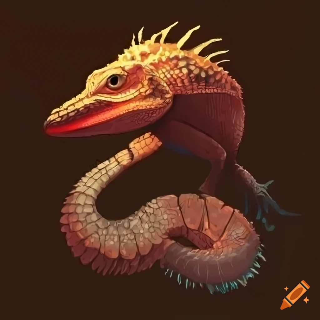 Frilled necked lizard in Rain World style